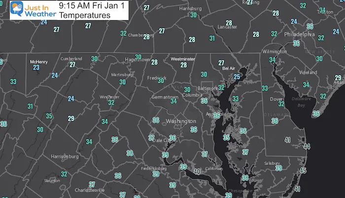 January 1 morning temperatures Maryland
