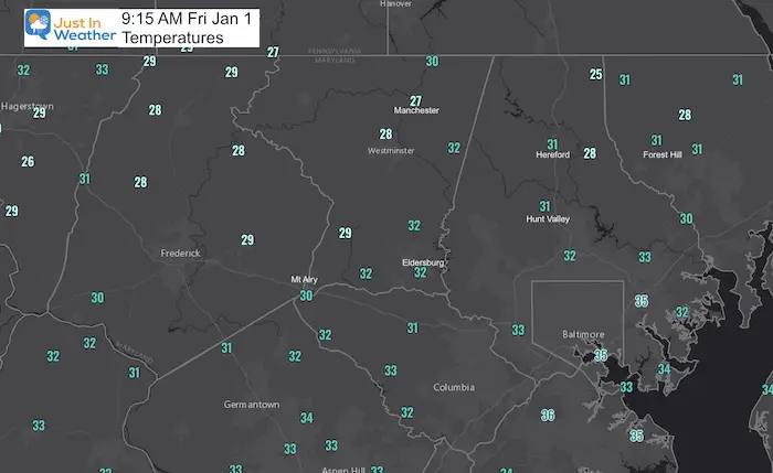 January 1 morning temperatures central Maryland