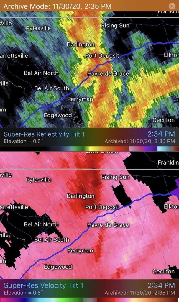 Tornado Doppler November 30 Cecil County Maryland