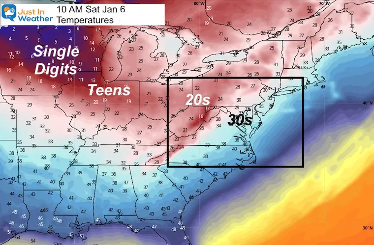 January 10 weather Friday temperatures