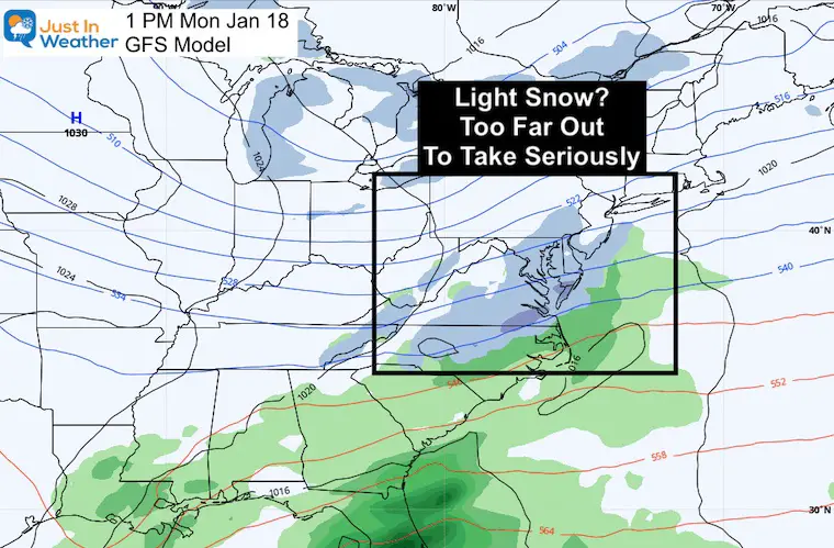 January 10 weather next Monday snow rain