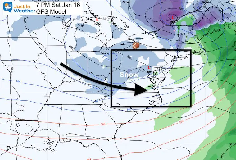 January 12 weather Saturday evening snow