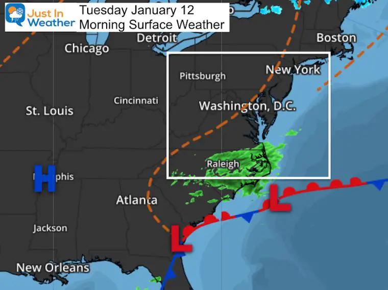 January 12 weather Tuesday morning