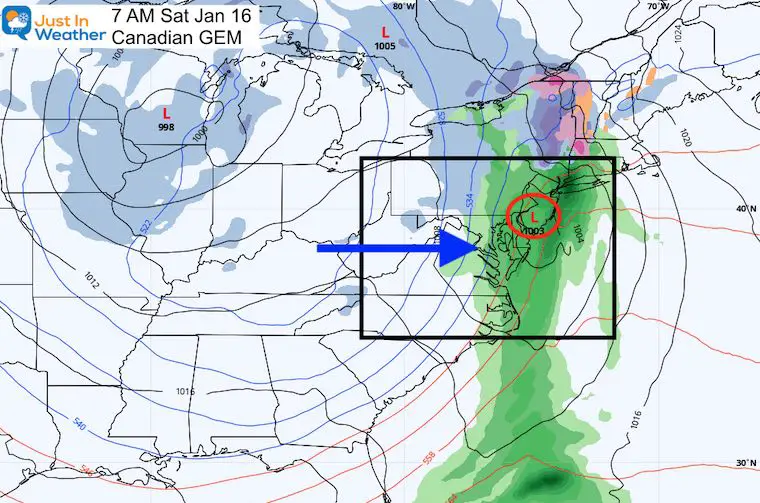 January 12 weather rain snow Saturday AM Canadian