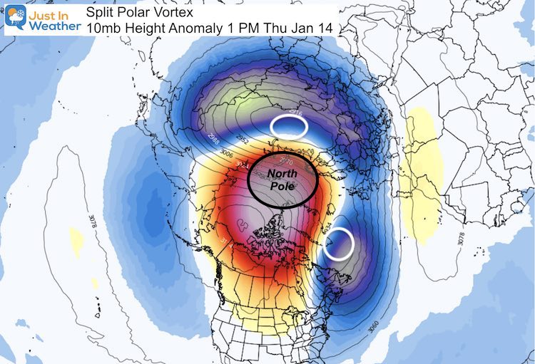 January 14 Split Polar Vortex