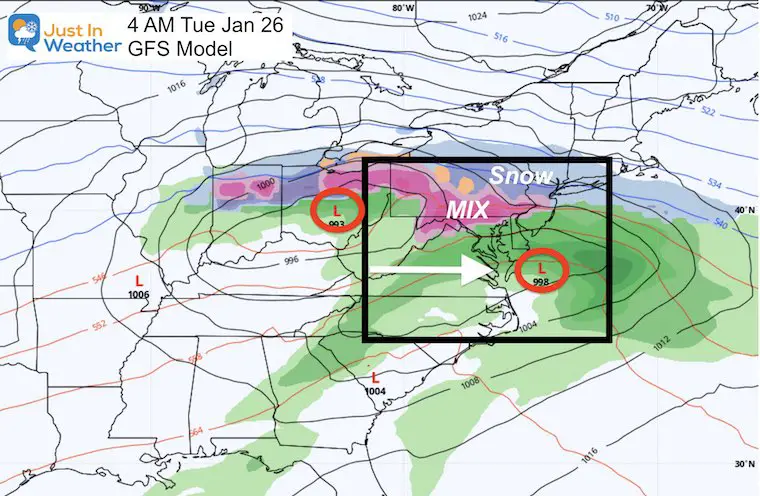 January 18 weather snow next Tuesday GFS