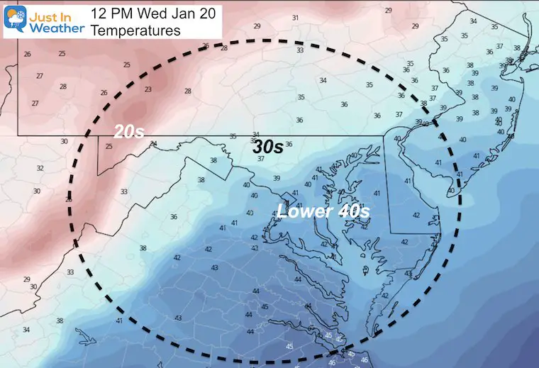 January 20 weather Inauguration temperatures