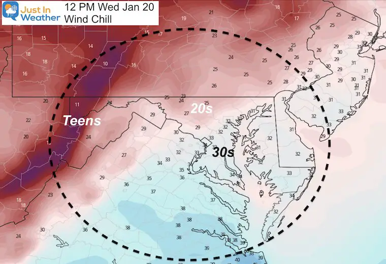 January 20 weather Inauguration wind chill