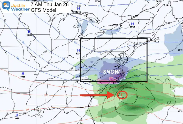 January 20 weather snow storm next Thursday GFS