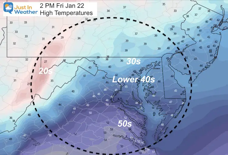 January 22 Weather Temperature Friday Afternoon