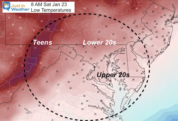 January 22 Weather Temperature Saturday Morning