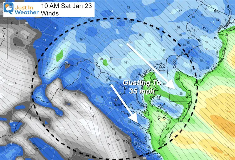 January 22 Weather Winds Saturday