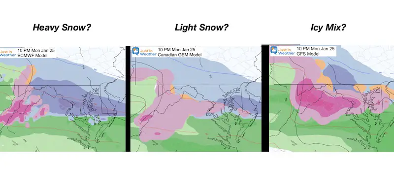 January 23 weather snow ice Monday Evening