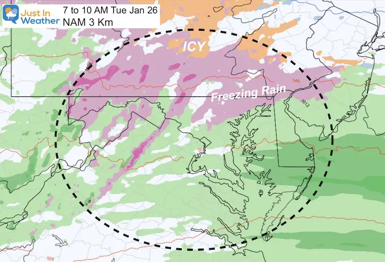 January 24 weather ice storm Tuesday 10 AM