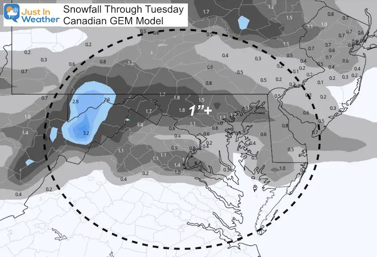 January 24 weather snow forecast Canadian