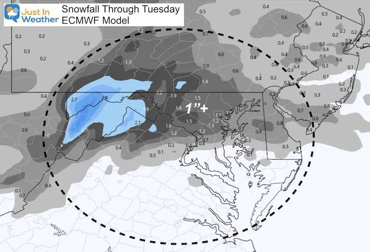 January 24 weather snow forecast ECMWF