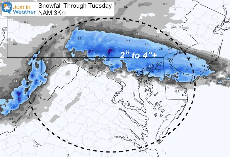 January 24 weather snow forecast NAM