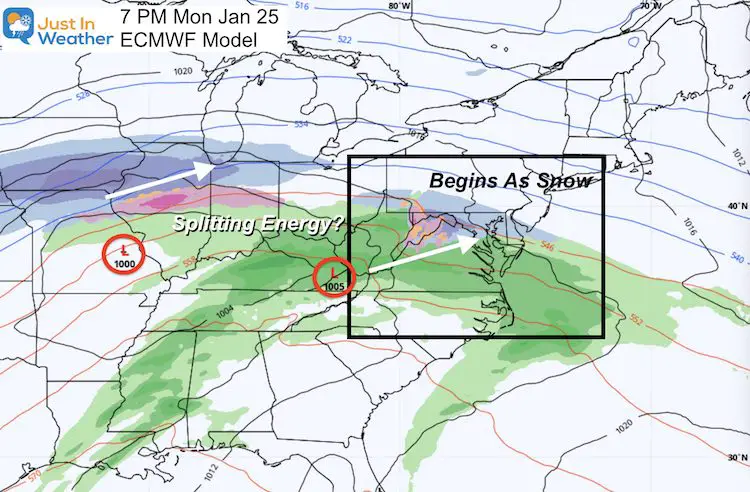 January 24 weather snow storm Monday Euro