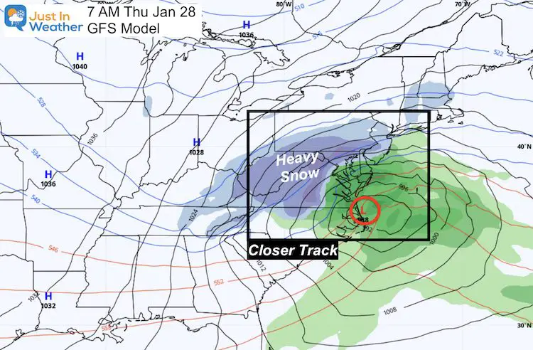 January 24 weather snow storm Thursday GFS