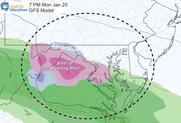 January 25 weather start ice snow GFS