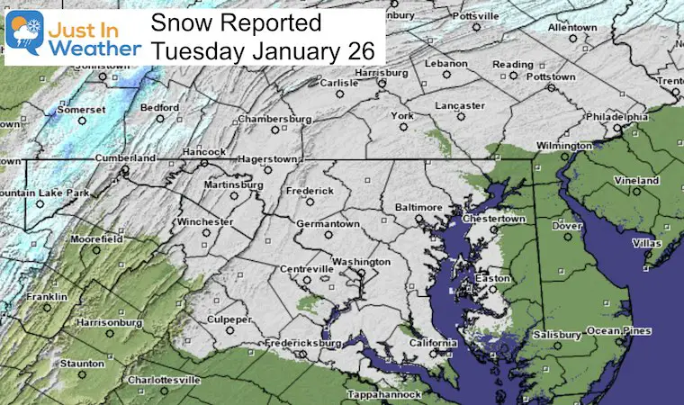 January 26 weather snow Maryland