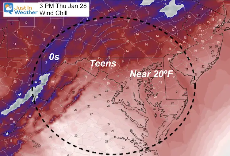 January 28 weather Thursday wind chill