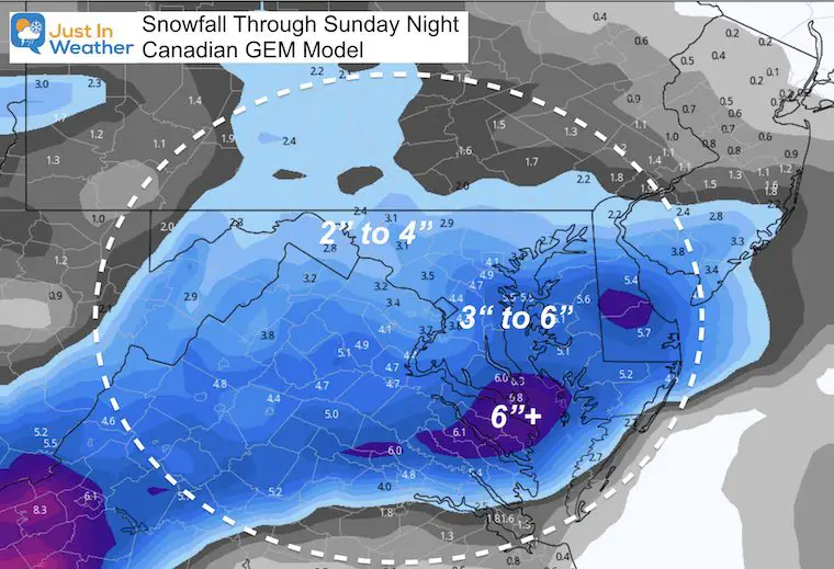 January 29 snow forecast Canadian Sunday