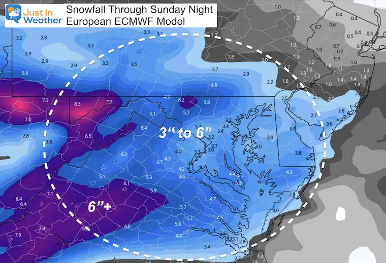 January 29 snow forecast European Sunday