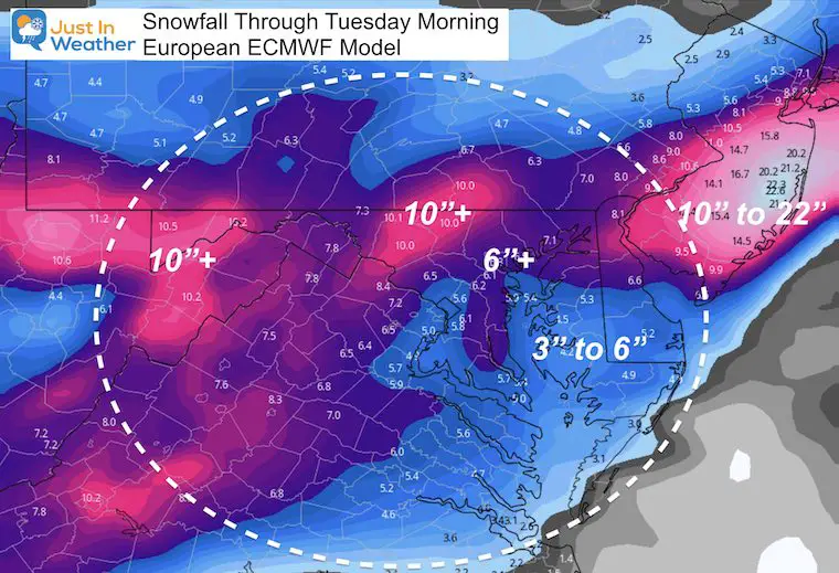 January 29 snow forecast European Tuesday