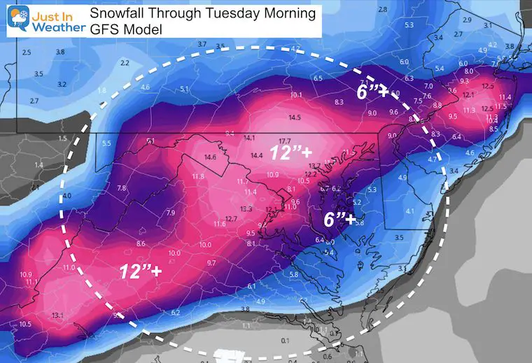 January 29 snow forecast GFS Tuesday