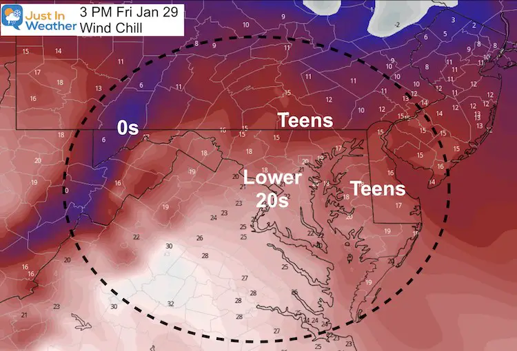 January 29 weather Friday Temperatures wind chill