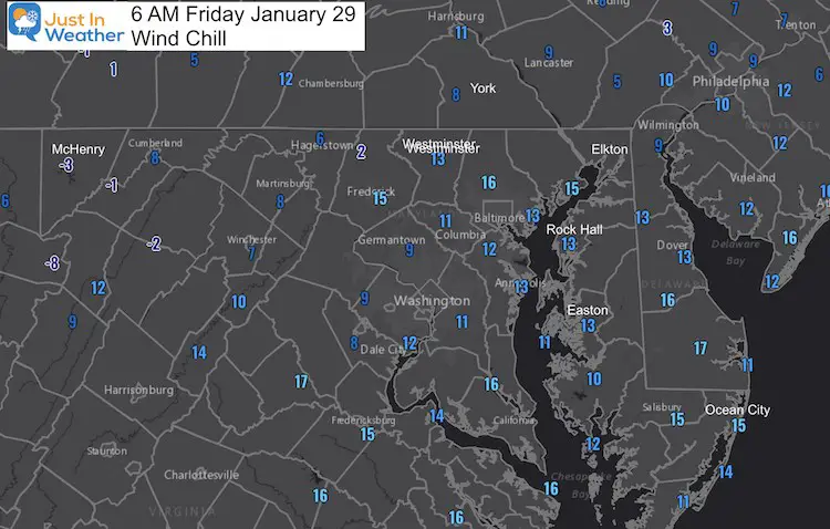 January 29 weather Friday morning wind chill