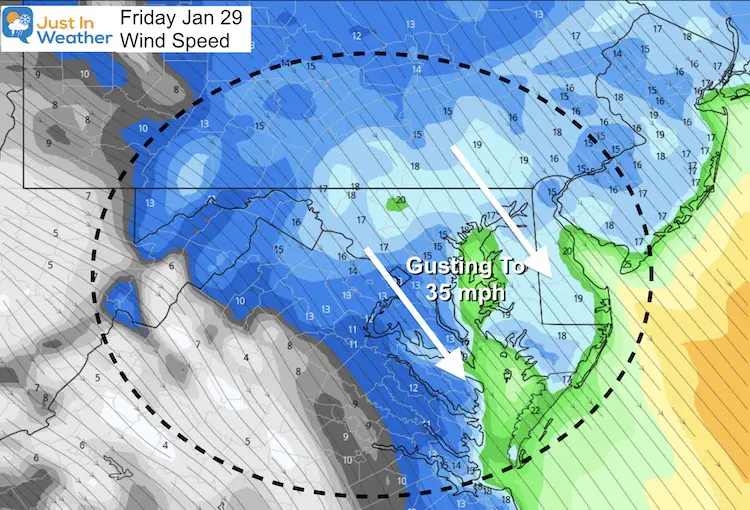 January 29 weather Friday wind speed