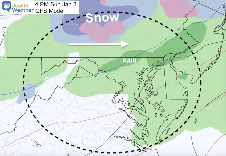 January 3 ice rain Sundaty 4 PM GFS