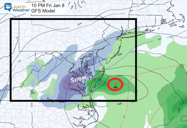 January 3 weather coastal storm snow Friday GFS