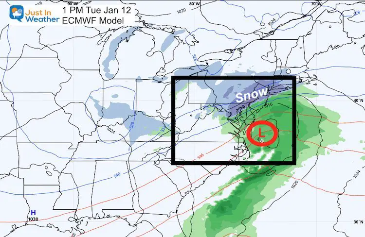 January 3 weather coastal storm snow Tuesday Jan 12