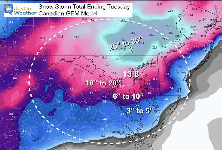 January 30 new snow storm total Canadian