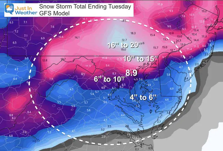 January 30 new snow storm total GFS