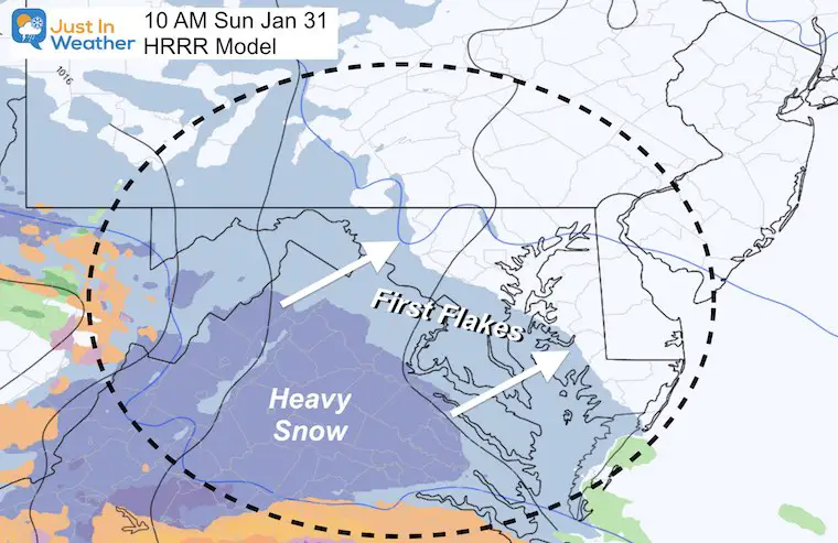 January 30 snow Sunday morning HRRR