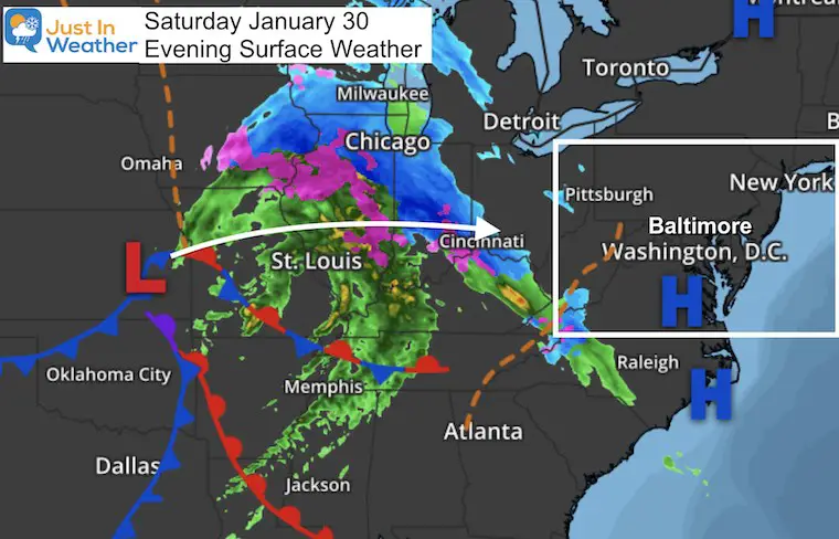 January 30 weather storm snow Saturday Evening