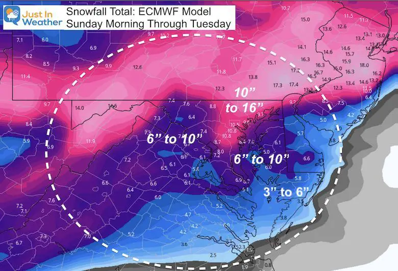 January 30 weather storm snow total forecast ECMWF