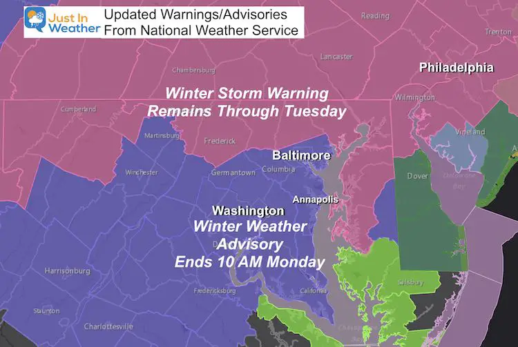 January 31 Winter Storm Warning Change