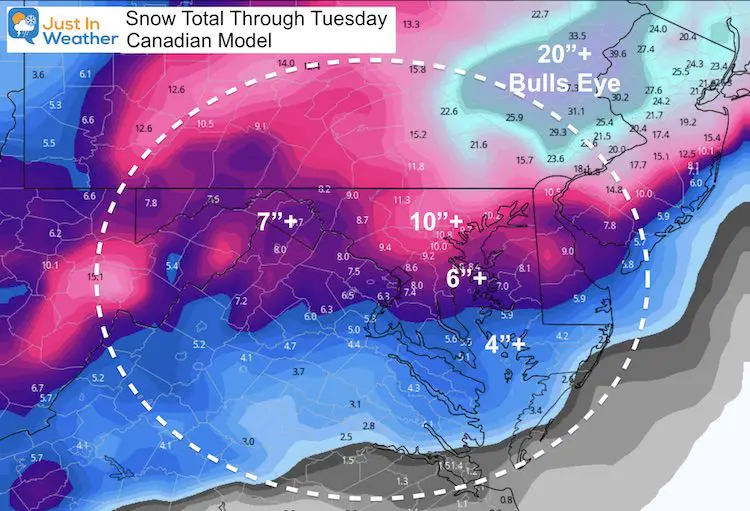 January 31 snow total forecast Canadian