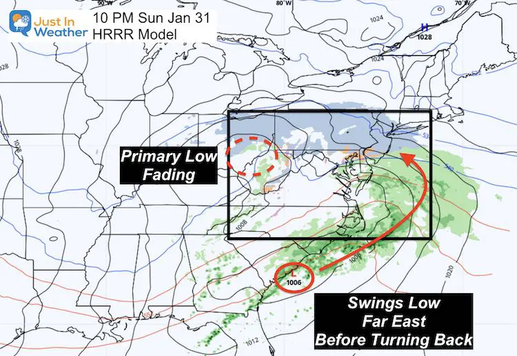 January 31 storm HRRR Model 10 PM