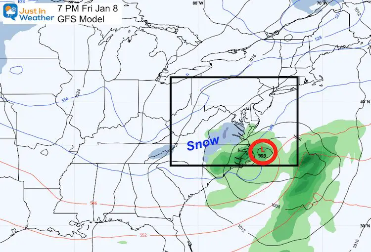 January 4 forecast map Friday rain snow