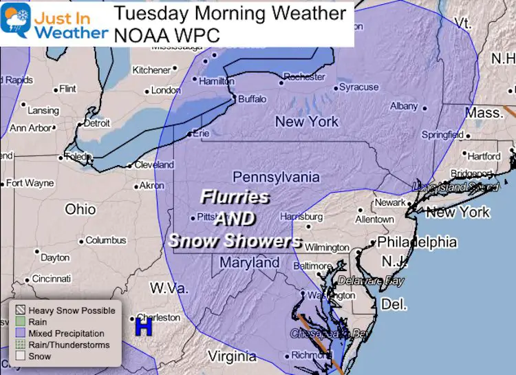 January 4 weather snow Tuesday morning