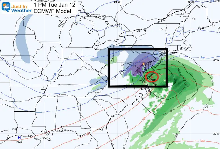 January 4 weather snow next Tuesday