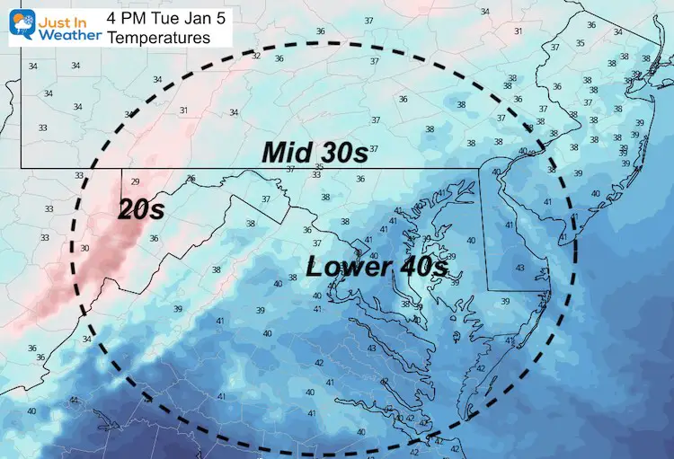 January 5 weather Tuesday high temperatures