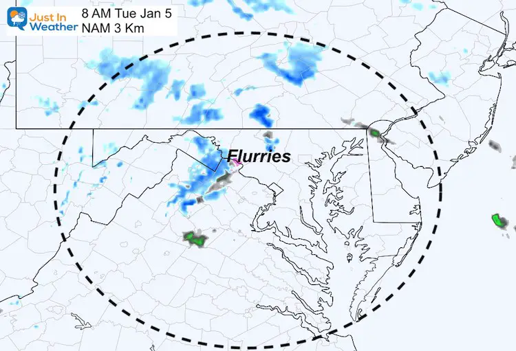 January 5 weather Tuesday morning snow