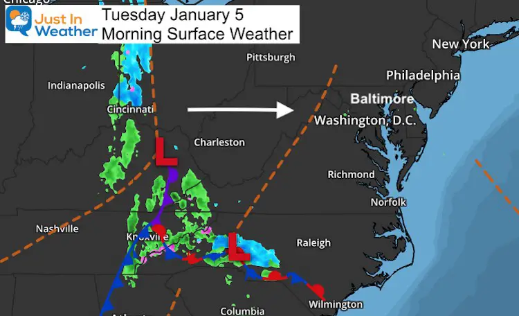 January 5 weather Tuesday morning